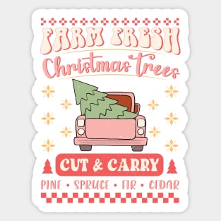 Farm Fresh Christmas Trees Vintage Retro Sticker